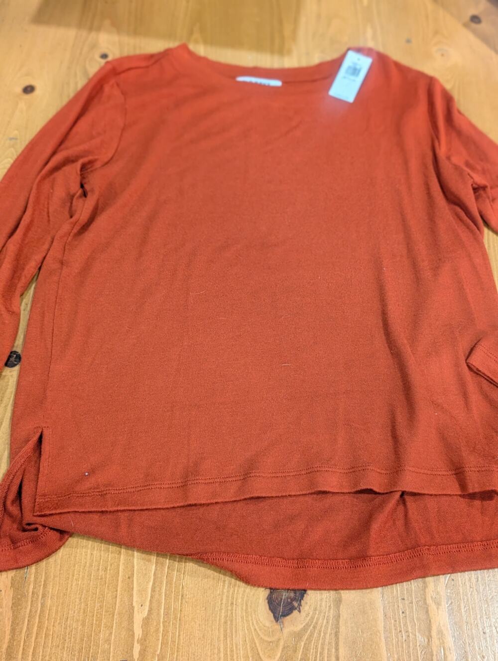 Old Navy Long Sleeve Soft Shirt, Girl's XL 14/16, Rust Colored, NWT